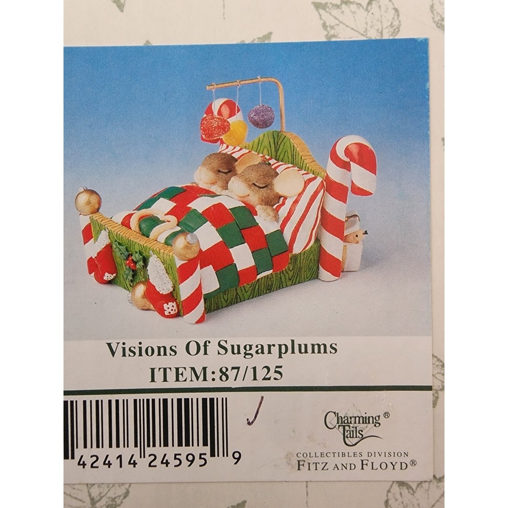 Charming Tails Fitz & Floyd Visions of Sugarplums 87/125 Christmas Mice Sleigh